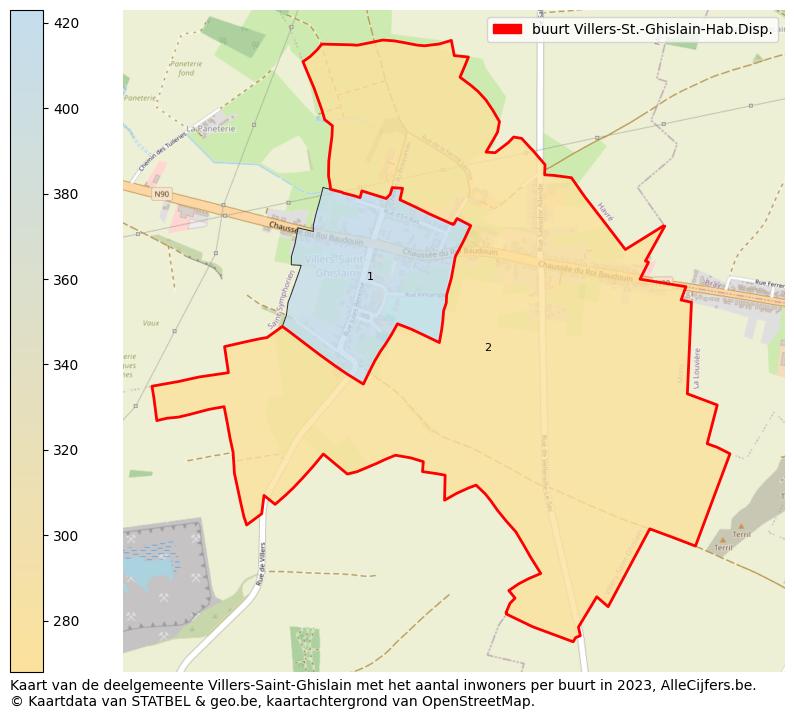 Aantal inwoners op de kaart van de buurt Villers-St.-Ghislain-Hab.Disp.: Op deze pagina vind je veel informatie over inwoners (zoals de verdeling naar leeftijdsgroepen, gezinssamenstelling, geslacht, autochtoon of Belgisch met een immigratie achtergrond,...), woningen (aantallen, types, prijs ontwikkeling, gebruik, type eigendom,...) en méér (autobezit, energieverbruik,...)  op basis van open data van STATBEL en diverse andere bronnen!