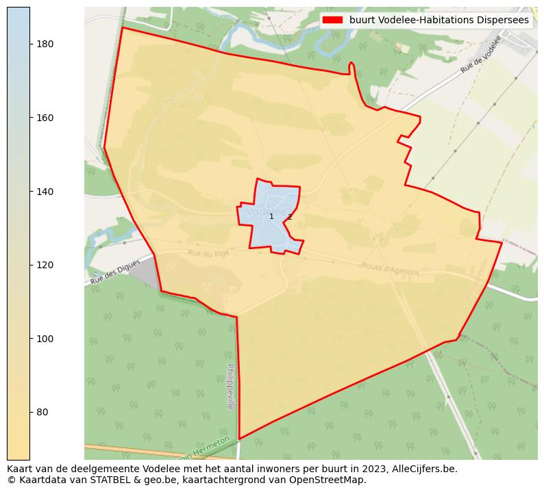 Aantal inwoners op de kaart van de buurt Vodelee-Habitations Dispersees: Op deze pagina vind je veel informatie over inwoners (zoals de verdeling naar leeftijdsgroepen, gezinssamenstelling, geslacht, autochtoon of Belgisch met een immigratie achtergrond,...), woningen (aantallen, types, prijs ontwikkeling, gebruik, type eigendom,...) en méér (autobezit, energieverbruik,...)  op basis van open data van STATBEL en diverse andere bronnen!