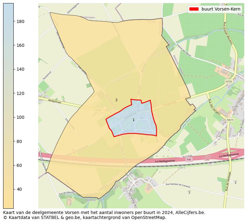 Aantal inwoners op de kaart van de buurt Vorsen-Kern: Op deze pagina vind je veel informatie over inwoners (zoals de verdeling naar leeftijdsgroepen, gezinssamenstelling, geslacht, autochtoon of Belgisch met een immigratie achtergrond,...), woningen (aantallen, types, prijs ontwikkeling, gebruik, type eigendom,...) en méér (autobezit, energieverbruik,...)  op basis van open data van STATBEL en diverse andere bronnen!