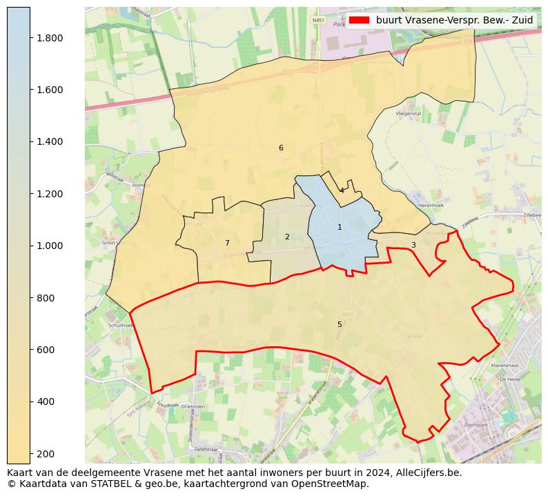 Aantal inwoners op de kaart van de buurt Vrasene-Verspr. Bew.- Zuid: Op deze pagina vind je veel informatie over inwoners (zoals de verdeling naar leeftijdsgroepen, gezinssamenstelling, geslacht, autochtoon of Belgisch met een immigratie achtergrond,...), woningen (aantallen, types, prijs ontwikkeling, gebruik, type eigendom,...) en méér (autobezit, energieverbruik,...)  op basis van open data van STATBEL en diverse andere bronnen!