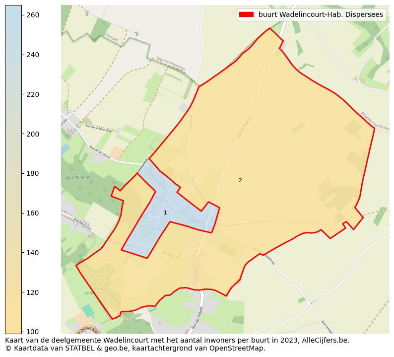 Aantal inwoners op de kaart van de buurt Wadelincourt-Hab. Dispersees: Op deze pagina vind je veel informatie over inwoners (zoals de verdeling naar leeftijdsgroepen, gezinssamenstelling, geslacht, autochtoon of Belgisch met een immigratie achtergrond,...), woningen (aantallen, types, prijs ontwikkeling, gebruik, type eigendom,...) en méér (autobezit, energieverbruik,...)  op basis van open data van STATBEL en diverse andere bronnen!