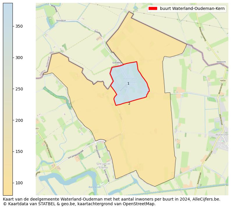 Aantal inwoners op de kaart van de buurt Waterland-Oudeman-Kern: Op deze pagina vind je veel informatie over inwoners (zoals de verdeling naar leeftijdsgroepen, gezinssamenstelling, geslacht, autochtoon of Belgisch met een immigratie achtergrond,...), woningen (aantallen, types, prijs ontwikkeling, gebruik, type eigendom,...) en méér (autobezit, energieverbruik,...)  op basis van open data van STATBEL en diverse andere bronnen!