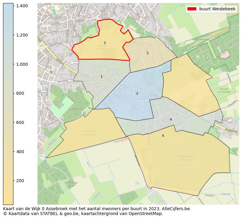 Aantal inwoners op de kaart van de buurt Weidebeek: Op deze pagina vind je veel informatie over inwoners (zoals de verdeling naar leeftijdsgroepen, gezinssamenstelling, geslacht, autochtoon of Belgisch met een immigratie achtergrond,...), woningen (aantallen, types, prijs ontwikkeling, gebruik, type eigendom,...) en méér (autobezit, energieverbruik,...)  op basis van open data van STATBEL en diverse andere bronnen!