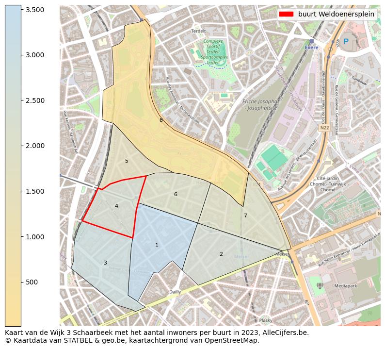 Aantal inwoners op de kaart van de buurt Weldoenersplein: Op deze pagina vind je veel informatie over inwoners (zoals de verdeling naar leeftijdsgroepen, gezinssamenstelling, geslacht, autochtoon of Belgisch met een immigratie achtergrond,...), woningen (aantallen, types, prijs ontwikkeling, gebruik, type eigendom,...) en méér (autobezit, energieverbruik,...)  op basis van open data van STATBEL en diverse andere bronnen!