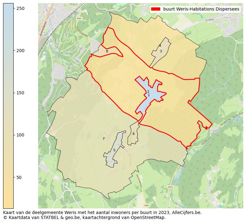 Aantal inwoners op de kaart van de buurt Weris-Habitations Dispersees: Op deze pagina vind je veel informatie over inwoners (zoals de verdeling naar leeftijdsgroepen, gezinssamenstelling, geslacht, autochtoon of Belgisch met een immigratie achtergrond,...), woningen (aantallen, types, prijs ontwikkeling, gebruik, type eigendom,...) en méér (autobezit, energieverbruik,...)  op basis van open data van STATBEL en diverse andere bronnen!