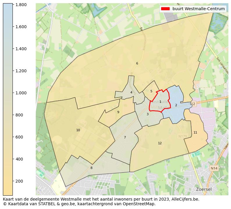 Aantal inwoners op de kaart van de buurt Westmalle-Centrum: Op deze pagina vind je veel informatie over inwoners (zoals de verdeling naar leeftijdsgroepen, gezinssamenstelling, geslacht, autochtoon of Belgisch met een immigratie achtergrond,...), woningen (aantallen, types, prijs ontwikkeling, gebruik, type eigendom,...) en méér (autobezit, energieverbruik,...)  op basis van open data van STATBEL en diverse andere bronnen!