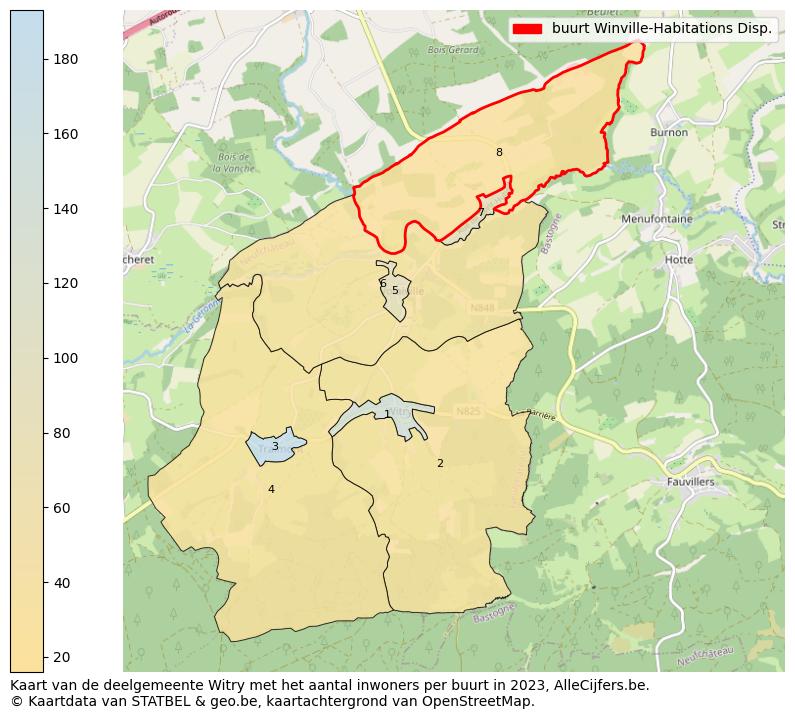 Aantal inwoners op de kaart van de buurt Winville-Habitations Disp.: Op deze pagina vind je veel informatie over inwoners (zoals de verdeling naar leeftijdsgroepen, gezinssamenstelling, geslacht, autochtoon of Belgisch met een immigratie achtergrond,...), woningen (aantallen, types, prijs ontwikkeling, gebruik, type eigendom,...) en méér (autobezit, energieverbruik,...)  op basis van open data van STATBEL en diverse andere bronnen!