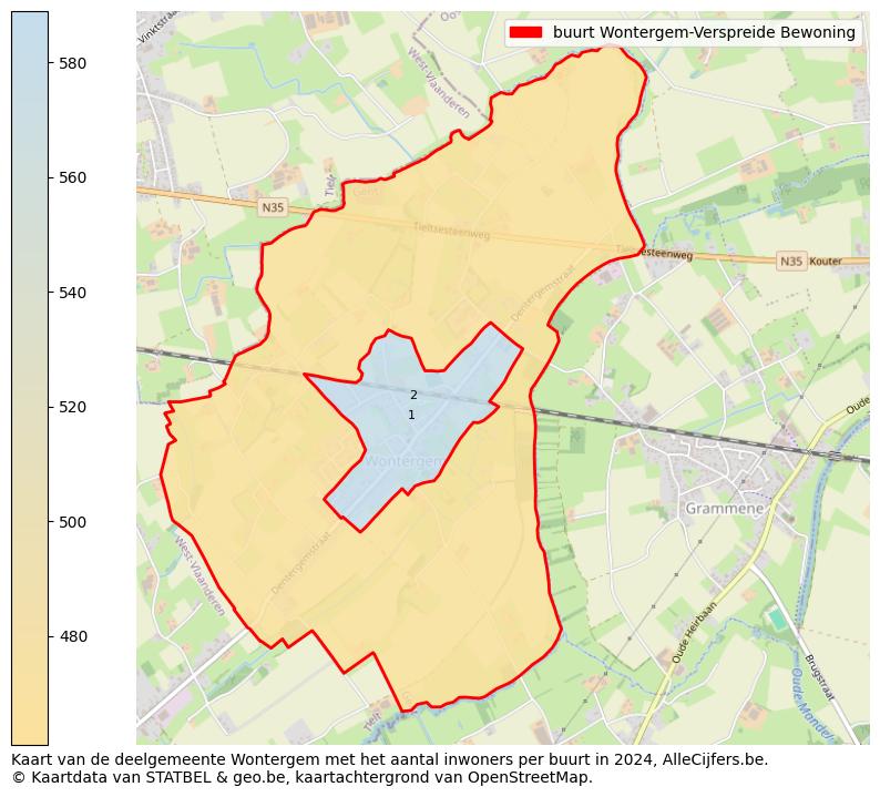 Aantal inwoners op de kaart van de buurt Wontergem-Verspreide Bewoning: Op deze pagina vind je veel informatie over inwoners (zoals de verdeling naar leeftijdsgroepen, gezinssamenstelling, geslacht, autochtoon of Belgisch met een immigratie achtergrond,...), woningen (aantallen, types, prijs ontwikkeling, gebruik, type eigendom,...) en méér (autobezit, energieverbruik,...)  op basis van open data van STATBEL en diverse andere bronnen!