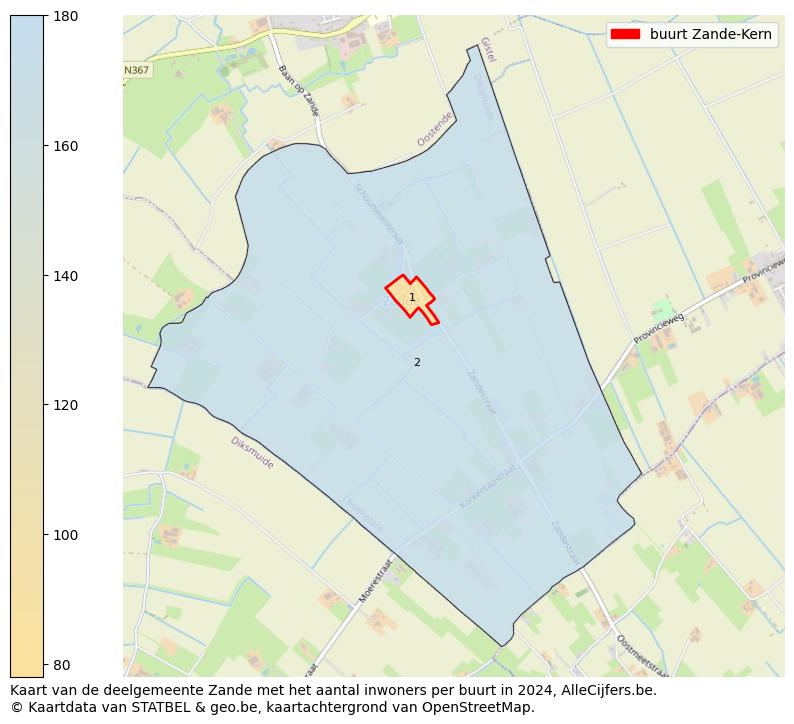 Aantal inwoners op de kaart van de buurt Zande-Kern: Op deze pagina vind je veel informatie over inwoners (zoals de verdeling naar leeftijdsgroepen, gezinssamenstelling, geslacht, autochtoon of Belgisch met een immigratie achtergrond,...), woningen (aantallen, types, prijs ontwikkeling, gebruik, type eigendom,...) en méér (autobezit, energieverbruik,...)  op basis van open data van STATBEL en diverse andere bronnen!