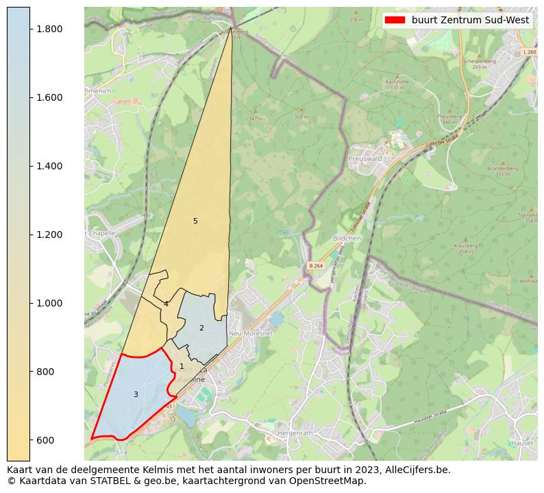 Aantal inwoners op de kaart van de buurt Zentrum Sud-West: Op deze pagina vind je veel informatie over inwoners (zoals de verdeling naar leeftijdsgroepen, gezinssamenstelling, geslacht, autochtoon of Belgisch met een immigratie achtergrond,...), woningen (aantallen, types, prijs ontwikkeling, gebruik, type eigendom,...) en méér (autobezit, energieverbruik,...)  op basis van open data van STATBEL en diverse andere bronnen!