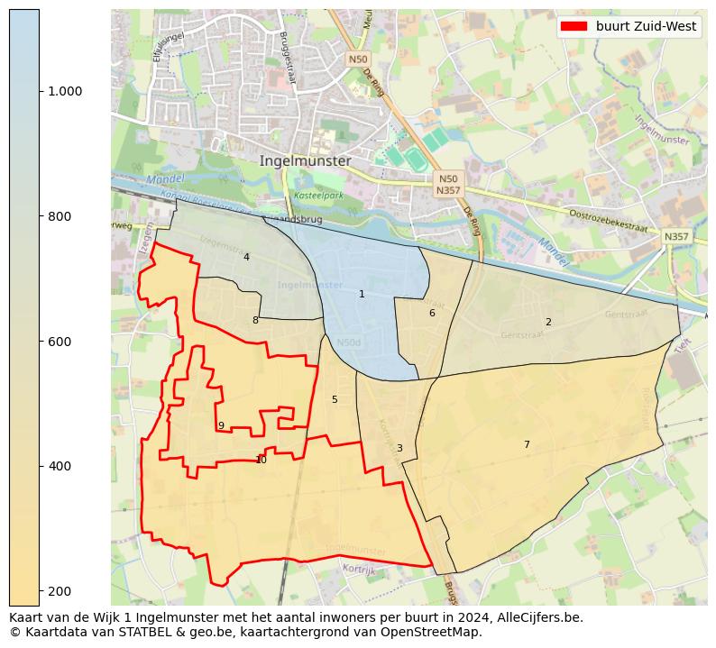 Aantal inwoners op de kaart van de buurt Zuid-West: Op deze pagina vind je veel informatie over inwoners (zoals de verdeling naar leeftijdsgroepen, gezinssamenstelling, geslacht, autochtoon of Belgisch met een immigratie achtergrond,...), woningen (aantallen, types, prijs ontwikkeling, gebruik, type eigendom,...) en méér (autobezit, energieverbruik,...)  op basis van open data van STATBEL en diverse andere bronnen!