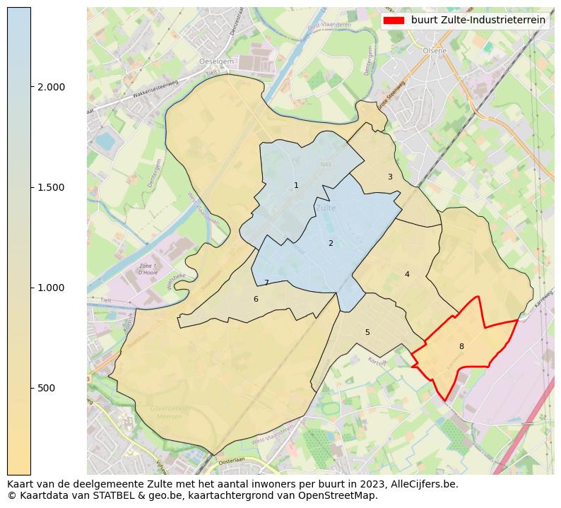 Aantal inwoners op de kaart van de buurt Zulte-Industrieterrein: Op deze pagina vind je veel informatie over inwoners (zoals de verdeling naar leeftijdsgroepen, gezinssamenstelling, geslacht, autochtoon of Belgisch met een immigratie achtergrond,...), woningen (aantallen, types, prijs ontwikkeling, gebruik, type eigendom,...) en méér (autobezit, energieverbruik,...)  op basis van open data van STATBEL en diverse andere bronnen!