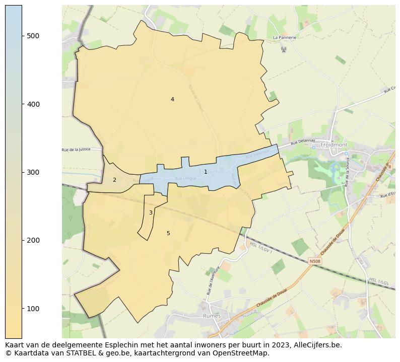 Aantal inwoners op de kaart van de deelgemeente Esplechin: Op deze pagina vind je veel informatie over inwoners (zoals de verdeling naar leeftijdsgroepen, gezinssamenstelling, geslacht, autochtoon of Belgisch met een immigratie achtergrond,...), woningen (aantallen, types, prijs ontwikkeling, gebruik, type eigendom,...) en méér (autobezit, energieverbruik,...)  op basis van open data van STATBEL en diverse andere bronnen!