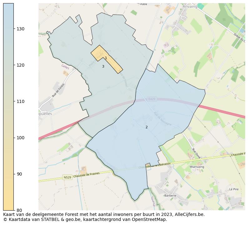 Aantal inwoners op de kaart van de deelgemeente Forest: Op deze pagina vind je veel informatie over inwoners (zoals de verdeling naar leeftijdsgroepen, gezinssamenstelling, geslacht, autochtoon of Belgisch met een immigratie achtergrond,...), woningen (aantallen, types, prijs ontwikkeling, gebruik, type eigendom,...) en méér (autobezit, energieverbruik,...)  op basis van open data van STATBEL en diverse andere bronnen!