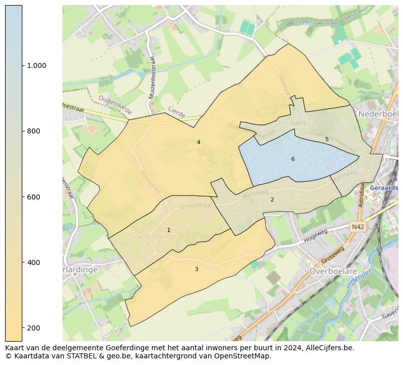 Aantal inwoners op de kaart van de deelgemeente Goeferdinge: Op deze pagina vind je veel informatie over inwoners (zoals de verdeling naar leeftijdsgroepen, gezinssamenstelling, geslacht, autochtoon of Belgisch met een immigratie achtergrond,...), woningen (aantallen, types, prijs ontwikkeling, gebruik, type eigendom,...) en méér (autobezit, energieverbruik,...)  op basis van open data van STATBEL en diverse andere bronnen!