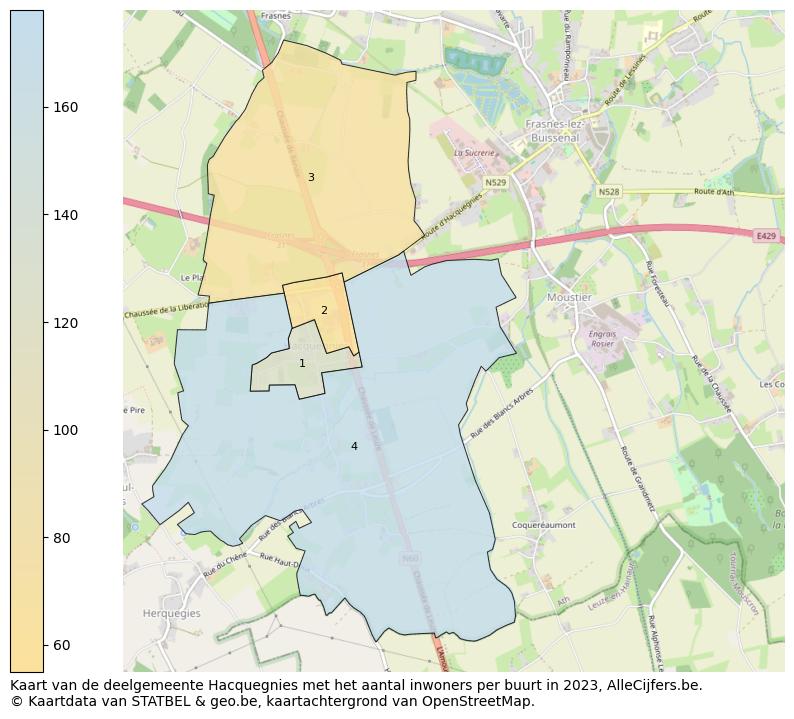 Aantal inwoners op de kaart van de deelgemeente Hacquegnies: Op deze pagina vind je veel informatie over inwoners (zoals de verdeling naar leeftijdsgroepen, gezinssamenstelling, geslacht, autochtoon of Belgisch met een immigratie achtergrond,...), woningen (aantallen, types, prijs ontwikkeling, gebruik, type eigendom,...) en méér (autobezit, energieverbruik,...)  op basis van open data van STATBEL en diverse andere bronnen!