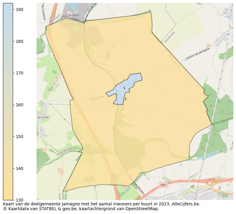 Aantal inwoners op de kaart van de deelgemeente Jamagne: Op deze pagina vind je veel informatie over inwoners (zoals de verdeling naar leeftijdsgroepen, gezinssamenstelling, geslacht, autochtoon of Belgisch met een immigratie achtergrond,...), woningen (aantallen, types, prijs ontwikkeling, gebruik, type eigendom,...) en méér (autobezit, energieverbruik,...)  op basis van open data van STATBEL en diverse andere bronnen!