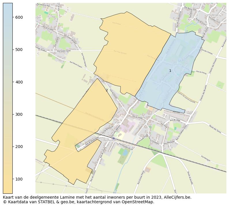 Aantal inwoners op de kaart van de deelgemeente Lamine: Op deze pagina vind je veel informatie over inwoners (zoals de verdeling naar leeftijdsgroepen, gezinssamenstelling, geslacht, autochtoon of Belgisch met een immigratie achtergrond,...), woningen (aantallen, types, prijs ontwikkeling, gebruik, type eigendom,...) en méér (autobezit, energieverbruik,...)  op basis van open data van STATBEL en diverse andere bronnen!