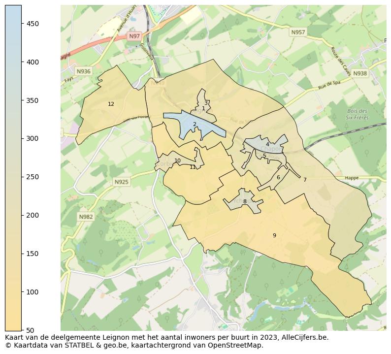 Aantal inwoners op de kaart van de deelgemeente Leignon: Op deze pagina vind je veel informatie over inwoners (zoals de verdeling naar leeftijdsgroepen, gezinssamenstelling, geslacht, autochtoon of Belgisch met een immigratie achtergrond,...), woningen (aantallen, types, prijs ontwikkeling, gebruik, type eigendom,...) en méér (autobezit, energieverbruik,...)  op basis van open data van STATBEL en diverse andere bronnen!