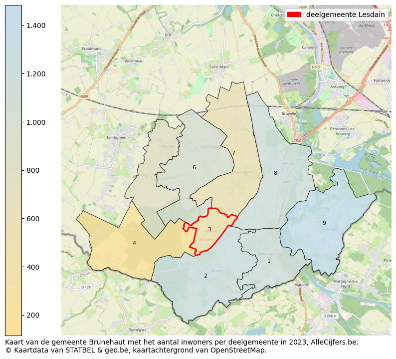 Aantal inwoners op de kaart van de deelgemeente Lesdain: Op deze pagina vind je veel informatie over inwoners (zoals de verdeling naar leeftijdsgroepen, gezinssamenstelling, geslacht, autochtoon of Belgisch met een immigratie achtergrond,...), woningen (aantallen, types, prijs ontwikkeling, gebruik, type eigendom,...) en méér (autobezit, energieverbruik,...)  op basis van open data van STATBEL en diverse andere bronnen!