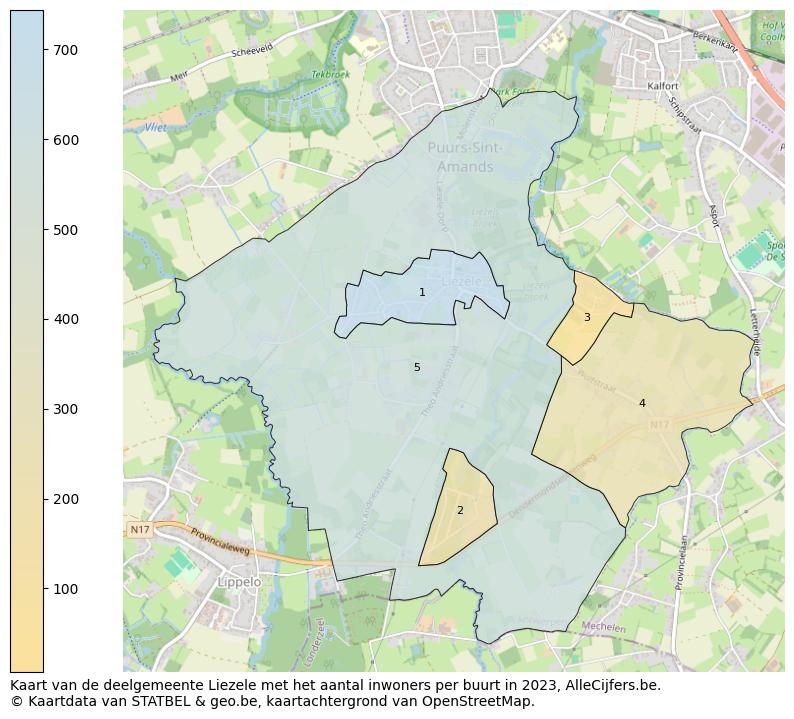 Aantal inwoners op de kaart van de deelgemeente Liezele: Op deze pagina vind je veel informatie over inwoners (zoals de verdeling naar leeftijdsgroepen, gezinssamenstelling, geslacht, autochtoon of Belgisch met een immigratie achtergrond,...), woningen (aantallen, types, prijs ontwikkeling, gebruik, type eigendom,...) en méér (autobezit, energieverbruik,...)  op basis van open data van STATBEL en diverse andere bronnen!