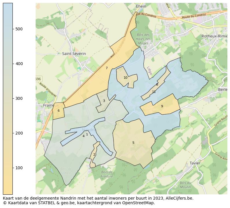 Aantal inwoners op de kaart van de deelgemeente Nandrin: Op deze pagina vind je veel informatie over inwoners (zoals de verdeling naar leeftijdsgroepen, gezinssamenstelling, geslacht, autochtoon of Belgisch met een immigratie achtergrond,...), woningen (aantallen, types, prijs ontwikkeling, gebruik, type eigendom,...) en méér (autobezit, energieverbruik,...)  op basis van open data van STATBEL en diverse andere bronnen!