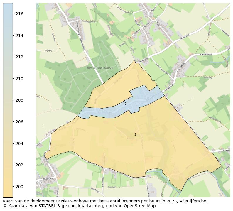 Aantal inwoners op de kaart van de deelgemeente Nieuwenhove: Op deze pagina vind je veel informatie over inwoners (zoals de verdeling naar leeftijdsgroepen, gezinssamenstelling, geslacht, autochtoon of Belgisch met een immigratie achtergrond,...), woningen (aantallen, types, prijs ontwikkeling, gebruik, type eigendom,...) en méér (autobezit, energieverbruik,...)  op basis van open data van STATBEL en diverse andere bronnen!