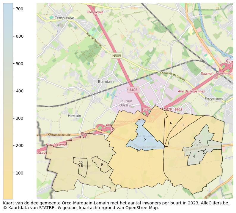 Aantal inwoners op de kaart van de deelgemeente Orcq-Marquain-Lamain: Op deze pagina vind je veel informatie over inwoners (zoals de verdeling naar leeftijdsgroepen, gezinssamenstelling, geslacht, autochtoon of Belgisch met een immigratie achtergrond,...), woningen (aantallen, types, prijs ontwikkeling, gebruik, type eigendom,...) en méér (autobezit, energieverbruik,...)  op basis van open data van STATBEL en diverse andere bronnen!