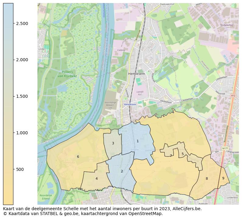 Aantal inwoners op de kaart van de deelgemeente Schelle: Op deze pagina vind je veel informatie over inwoners (zoals de verdeling naar leeftijdsgroepen, gezinssamenstelling, geslacht, autochtoon of Belgisch met een immigratie achtergrond,...), woningen (aantallen, types, prijs ontwikkeling, gebruik, type eigendom,...) en méér (autobezit, energieverbruik,...)  op basis van open data van STATBEL en diverse andere bronnen!