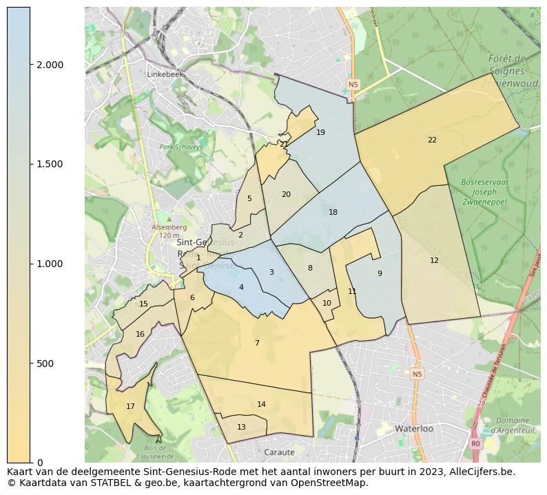 Aantal inwoners op de kaart van de deelgemeente Sint-Genesius-Rode: Op deze pagina vind je veel informatie over inwoners (zoals de verdeling naar leeftijdsgroepen, gezinssamenstelling, geslacht, autochtoon of Belgisch met een immigratie achtergrond,...), woningen (aantallen, types, prijs ontwikkeling, gebruik, type eigendom,...) en méér (autobezit, energieverbruik,...)  op basis van open data van STATBEL en diverse andere bronnen!