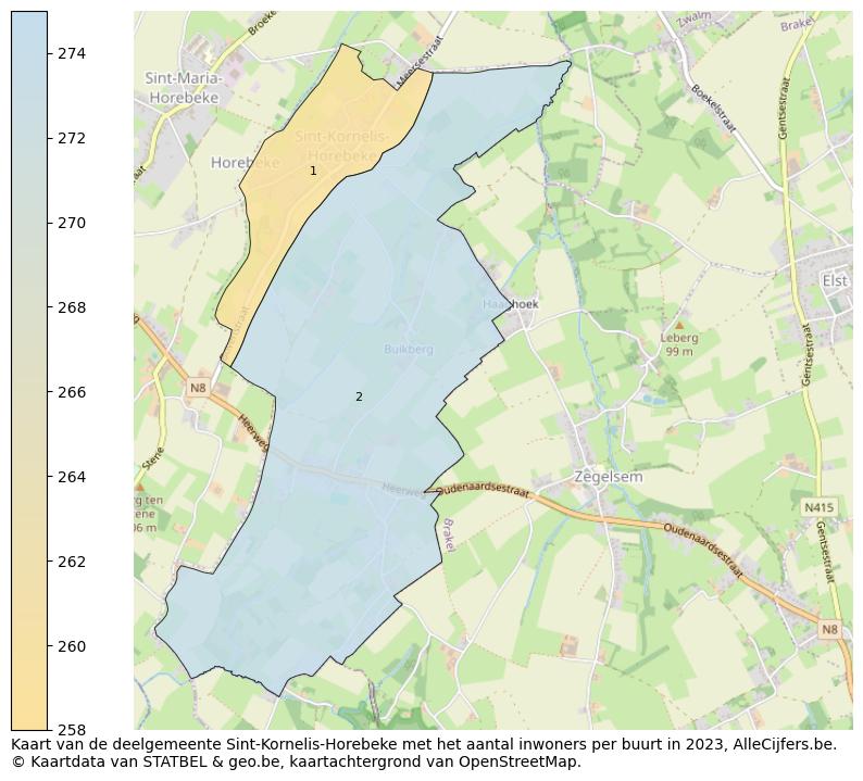 Aantal inwoners op de kaart van de deelgemeente Sint-Kornelis-Horebeke: Op deze pagina vind je veel informatie over inwoners (zoals de verdeling naar leeftijdsgroepen, gezinssamenstelling, geslacht, autochtoon of Belgisch met een immigratie achtergrond,...), woningen (aantallen, types, prijs ontwikkeling, gebruik, type eigendom,...) en méér (autobezit, energieverbruik,...)  op basis van open data van STATBEL en diverse andere bronnen!