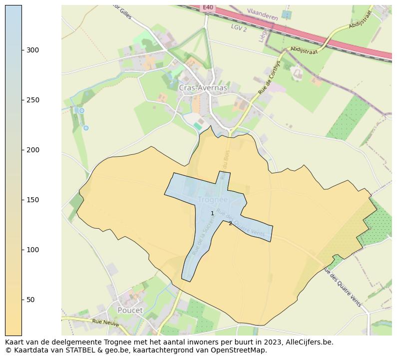 Aantal inwoners op de kaart van de deelgemeente Trognee: Op deze pagina vind je veel informatie over inwoners (zoals de verdeling naar leeftijdsgroepen, gezinssamenstelling, geslacht, autochtoon of Belgisch met een immigratie achtergrond,...), woningen (aantallen, types, prijs ontwikkeling, gebruik, type eigendom,...) en méér (autobezit, energieverbruik,...)  op basis van open data van STATBEL en diverse andere bronnen!