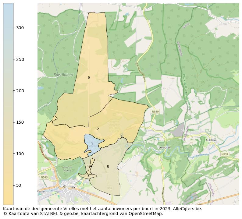 Aantal inwoners op de kaart van de deelgemeente Virelles: Op deze pagina vind je veel informatie over inwoners (zoals de verdeling naar leeftijdsgroepen, gezinssamenstelling, geslacht, autochtoon of Belgisch met een immigratie achtergrond,...), woningen (aantallen, types, prijs ontwikkeling, gebruik, type eigendom,...) en méér (autobezit, energieverbruik,...)  op basis van open data van STATBEL en diverse andere bronnen!