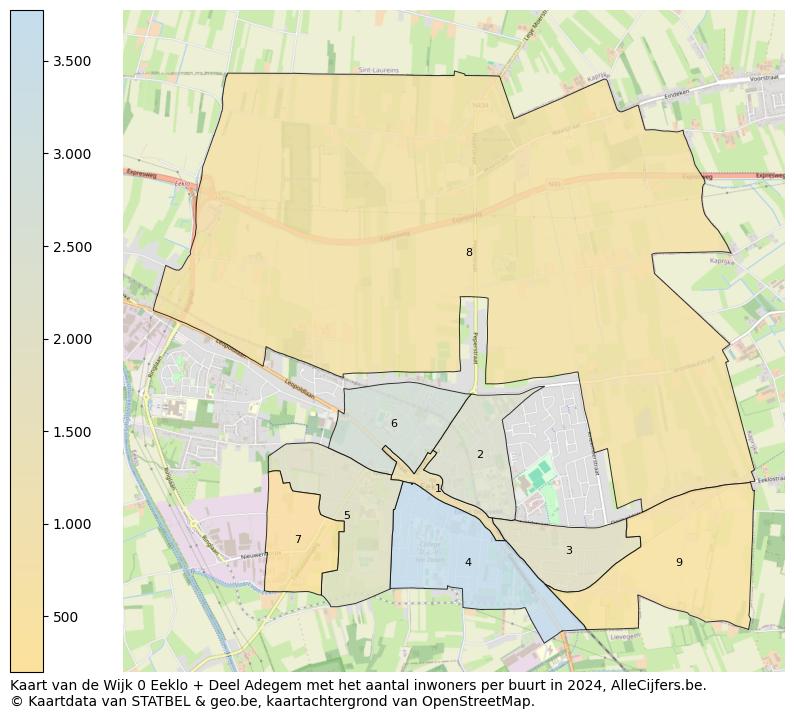 Aantal inwoners op de kaart van de Wijk 0 Eeklo + Deel Adegem: Op deze pagina vind je veel informatie over inwoners (zoals de verdeling naar leeftijdsgroepen, gezinssamenstelling, geslacht, autochtoon of Belgisch met een immigratie achtergrond,...), woningen (aantallen, types, prijs ontwikkeling, gebruik, type eigendom,...) en méér (autobezit, energieverbruik,...)  op basis van open data van STATBEL en diverse andere bronnen!