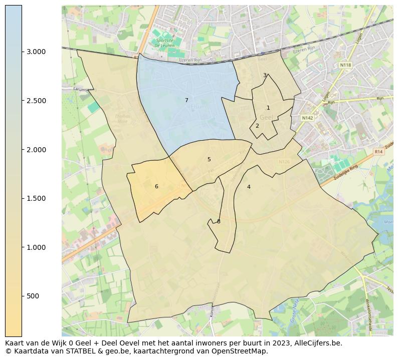 Aantal inwoners op de kaart van de Wijk 0 Geel + Deel Oevel: Op deze pagina vind je veel informatie over inwoners (zoals de verdeling naar leeftijdsgroepen, gezinssamenstelling, geslacht, autochtoon of Belgisch met een immigratie achtergrond,...), woningen (aantallen, types, prijs ontwikkeling, gebruik, type eigendom,...) en méér (autobezit, energieverbruik,...)  op basis van open data van STATBEL en diverse andere bronnen!