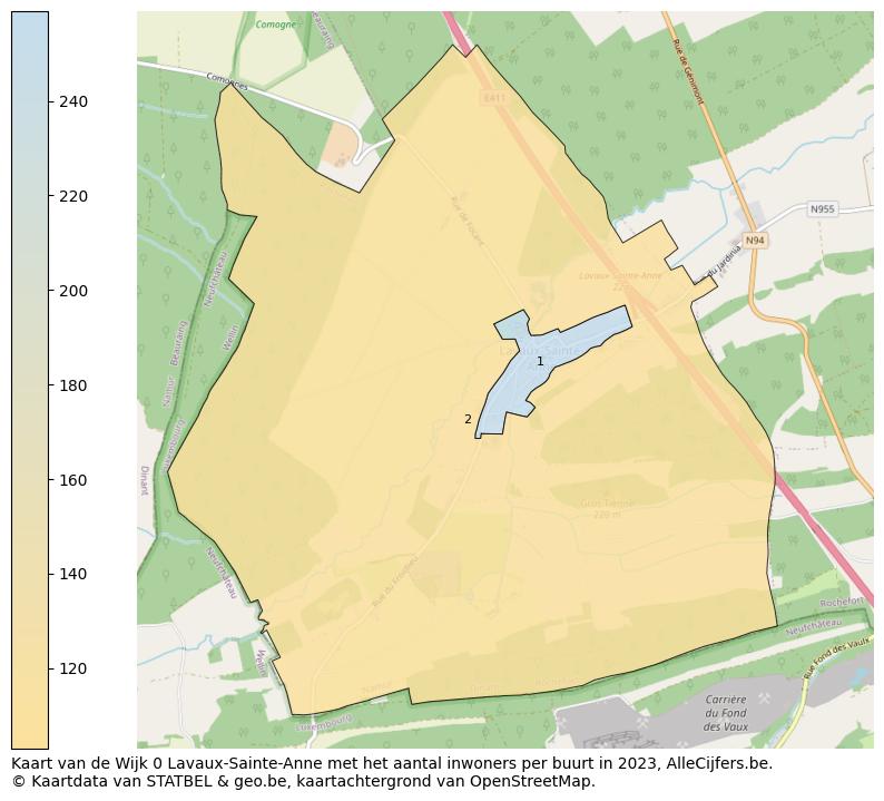 Aantal inwoners op de kaart van de Wijk 0 Lavaux-Sainte-Anne: Op deze pagina vind je veel informatie over inwoners (zoals de verdeling naar leeftijdsgroepen, gezinssamenstelling, geslacht, autochtoon of Belgisch met een immigratie achtergrond,...), woningen (aantallen, types, prijs ontwikkeling, gebruik, type eigendom,...) en méér (autobezit, energieverbruik,...)  op basis van open data van STATBEL en diverse andere bronnen!