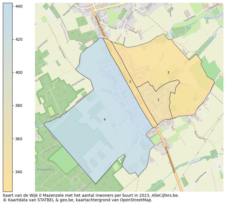 Aantal inwoners op de kaart van de Wijk 0 Mazenzele: Op deze pagina vind je veel informatie over inwoners (zoals de verdeling naar leeftijdsgroepen, gezinssamenstelling, geslacht, autochtoon of Belgisch met een immigratie achtergrond,...), woningen (aantallen, types, prijs ontwikkeling, gebruik, type eigendom,...) en méér (autobezit, energieverbruik,...)  op basis van open data van STATBEL en diverse andere bronnen!