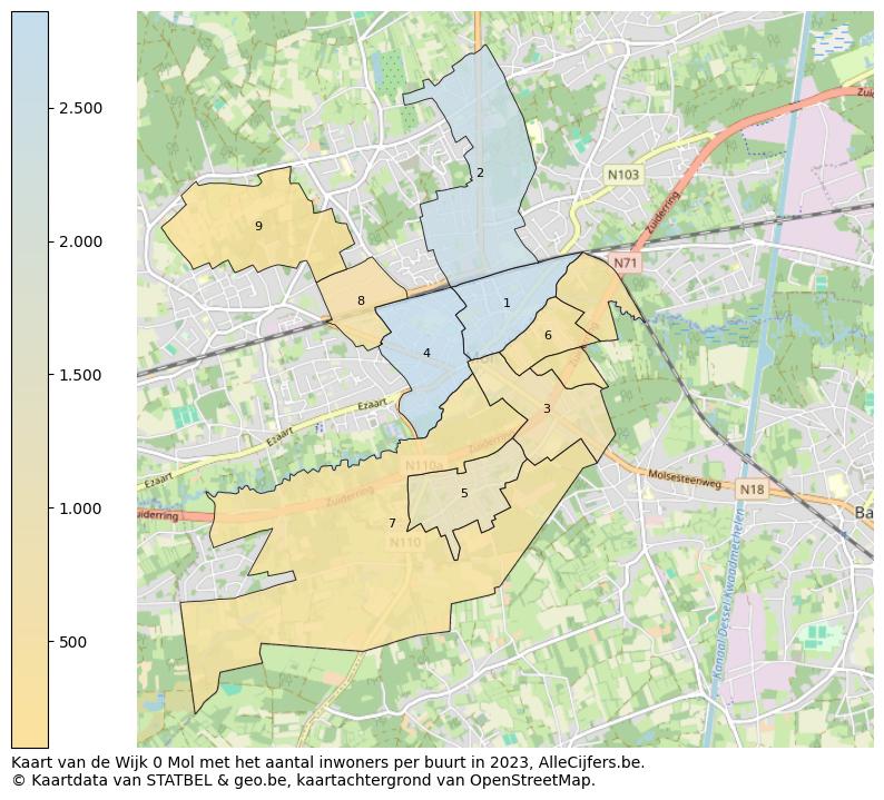 Aantal inwoners op de kaart van de Wijk 0 Mol: Op deze pagina vind je veel informatie over inwoners (zoals de verdeling naar leeftijdsgroepen, gezinssamenstelling, geslacht, autochtoon of Belgisch met een immigratie achtergrond,...), woningen (aantallen, types, prijs ontwikkeling, gebruik, type eigendom,...) en méér (autobezit, energieverbruik,...)  op basis van open data van STATBEL en diverse andere bronnen!