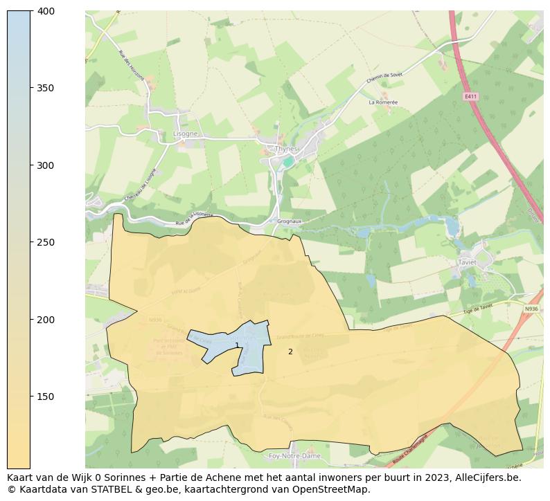 Aantal inwoners op de kaart van de Wijk 0 Sorinnes + Partie de Achene: Op deze pagina vind je veel informatie over inwoners (zoals de verdeling naar leeftijdsgroepen, gezinssamenstelling, geslacht, autochtoon of Belgisch met een immigratie achtergrond,...), woningen (aantallen, types, prijs ontwikkeling, gebruik, type eigendom,...) en méér (autobezit, energieverbruik,...)  op basis van open data van STATBEL en diverse andere bronnen!