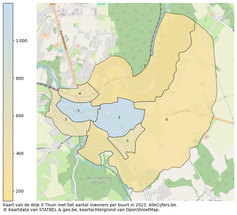 Aantal inwoners op de kaart van de Wijk 0 Thuin: Op deze pagina vind je veel informatie over inwoners (zoals de verdeling naar leeftijdsgroepen, gezinssamenstelling, geslacht, autochtoon of Belgisch met een immigratie achtergrond,...), woningen (aantallen, types, prijs ontwikkeling, gebruik, type eigendom,...) en méér (autobezit, energieverbruik,...)  op basis van open data van STATBEL en diverse andere bronnen!