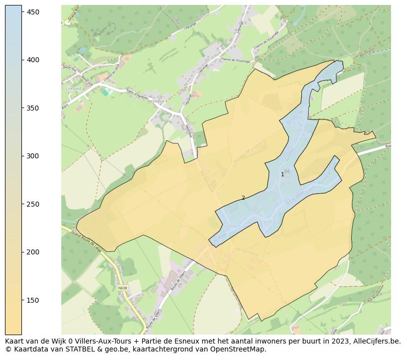 Aantal inwoners op de kaart van de Wijk 0 Villers-Aux-Tours + Partie de Esneux: Op deze pagina vind je veel informatie over inwoners (zoals de verdeling naar leeftijdsgroepen, gezinssamenstelling, geslacht, autochtoon of Belgisch met een immigratie achtergrond,...), woningen (aantallen, types, prijs ontwikkeling, gebruik, type eigendom,...) en méér (autobezit, energieverbruik,...)  op basis van open data van STATBEL en diverse andere bronnen!