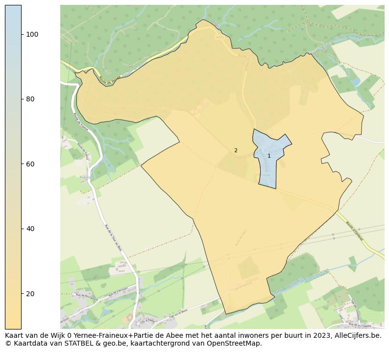 Aantal inwoners op de kaart van de Wijk 0 Yernee-Fraineux+Partie de Abee: Op deze pagina vind je veel informatie over inwoners (zoals de verdeling naar leeftijdsgroepen, gezinssamenstelling, geslacht, autochtoon of Belgisch met een immigratie achtergrond,...), woningen (aantallen, types, prijs ontwikkeling, gebruik, type eigendom,...) en méér (autobezit, energieverbruik,...)  op basis van open data van STATBEL en diverse andere bronnen!