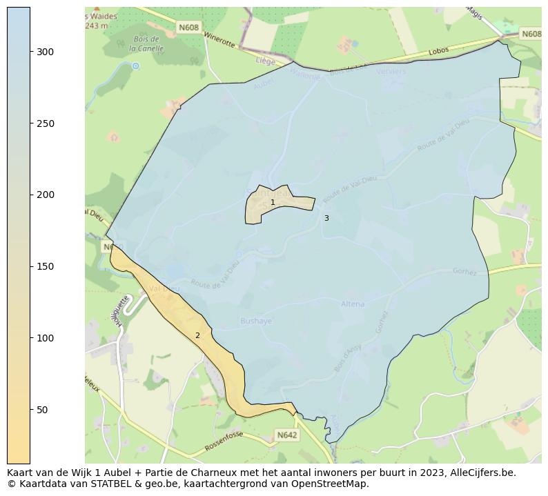 Aantal inwoners op de kaart van de Wijk 1 Aubel + Partie de Charneux: Op deze pagina vind je veel informatie over inwoners (zoals de verdeling naar leeftijdsgroepen, gezinssamenstelling, geslacht, autochtoon of Belgisch met een immigratie achtergrond,...), woningen (aantallen, types, prijs ontwikkeling, gebruik, type eigendom,...) en méér (autobezit, energieverbruik,...)  op basis van open data van STATBEL en diverse andere bronnen!