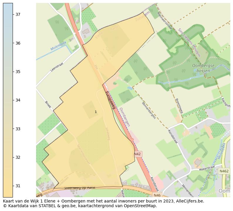 Aantal inwoners op de kaart van de Wijk 1 Elene + Oombergen: Op deze pagina vind je veel informatie over inwoners (zoals de verdeling naar leeftijdsgroepen, gezinssamenstelling, geslacht, autochtoon of Belgisch met een immigratie achtergrond,...), woningen (aantallen, types, prijs ontwikkeling, gebruik, type eigendom,...) en méér (autobezit, energieverbruik,...)  op basis van open data van STATBEL en diverse andere bronnen!
