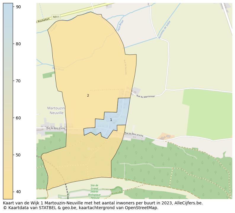 Aantal inwoners op de kaart van de Wijk 1 Martouzin-Neuville: Op deze pagina vind je veel informatie over inwoners (zoals de verdeling naar leeftijdsgroepen, gezinssamenstelling, geslacht, autochtoon of Belgisch met een immigratie achtergrond,...), woningen (aantallen, types, prijs ontwikkeling, gebruik, type eigendom,...) en méér (autobezit, energieverbruik,...)  op basis van open data van STATBEL en diverse andere bronnen!