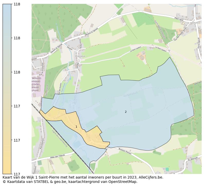 Aantal inwoners op de kaart van de Wijk 1 Saint-Pierre: Op deze pagina vind je veel informatie over inwoners (zoals de verdeling naar leeftijdsgroepen, gezinssamenstelling, geslacht, autochtoon of Belgisch met een immigratie achtergrond,...), woningen (aantallen, types, prijs ontwikkeling, gebruik, type eigendom,...) en méér (autobezit, energieverbruik,...)  op basis van open data van STATBEL en diverse andere bronnen!