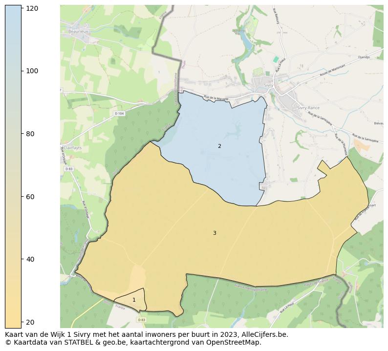 Aantal inwoners op de kaart van de Wijk 1 Sivry: Op deze pagina vind je veel informatie over inwoners (zoals de verdeling naar leeftijdsgroepen, gezinssamenstelling, geslacht, autochtoon of Belgisch met een immigratie achtergrond,...), woningen (aantallen, types, prijs ontwikkeling, gebruik, type eigendom,...) en méér (autobezit, energieverbruik,...)  op basis van open data van STATBEL en diverse andere bronnen!