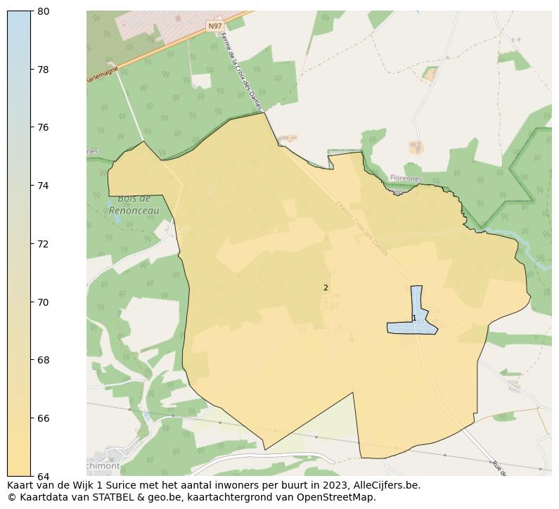Aantal inwoners op de kaart van de Wijk 1 Surice: Op deze pagina vind je veel informatie over inwoners (zoals de verdeling naar leeftijdsgroepen, gezinssamenstelling, geslacht, autochtoon of Belgisch met een immigratie achtergrond,...), woningen (aantallen, types, prijs ontwikkeling, gebruik, type eigendom,...) en méér (autobezit, energieverbruik,...)  op basis van open data van STATBEL en diverse andere bronnen!