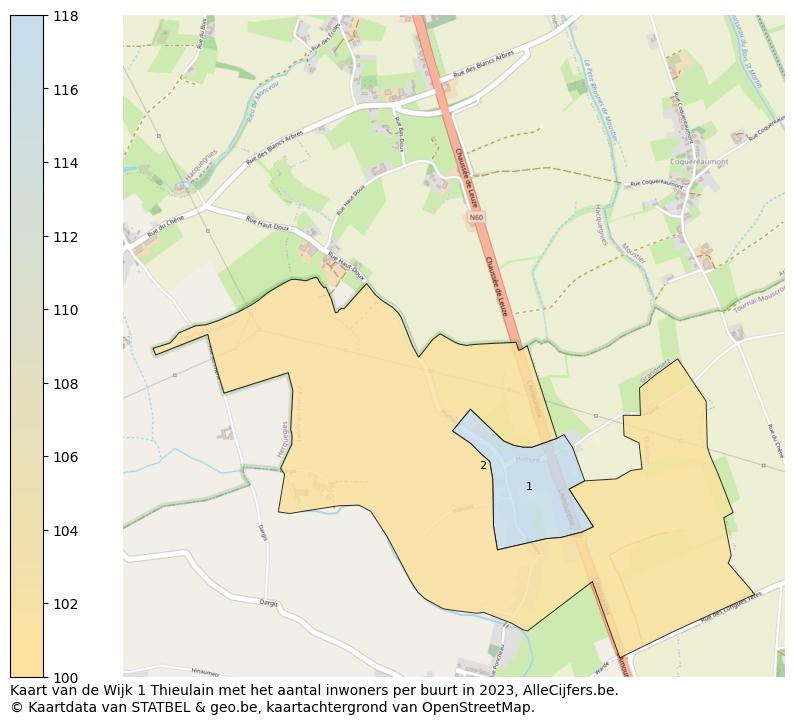 Aantal inwoners op de kaart van de Wijk 1 Thieulain: Op deze pagina vind je veel informatie over inwoners (zoals de verdeling naar leeftijdsgroepen, gezinssamenstelling, geslacht, autochtoon of Belgisch met een immigratie achtergrond,...), woningen (aantallen, types, prijs ontwikkeling, gebruik, type eigendom,...) en méér (autobezit, energieverbruik,...)  op basis van open data van STATBEL en diverse andere bronnen!