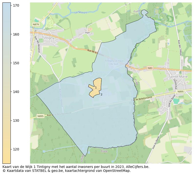 Aantal inwoners op de kaart van de Wijk 1 Tintigny: Op deze pagina vind je veel informatie over inwoners (zoals de verdeling naar leeftijdsgroepen, gezinssamenstelling, geslacht, autochtoon of Belgisch met een immigratie achtergrond,...), woningen (aantallen, types, prijs ontwikkeling, gebruik, type eigendom,...) en méér (autobezit, energieverbruik,...)  op basis van open data van STATBEL en diverse andere bronnen!